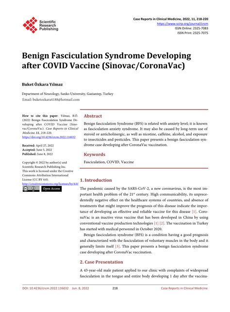 Abstract Five cases of a chronic neuromuscular syndrome consisted of muscular aching and sometimes burning pain, fasciculations, cramps, fatigue, and occasional paresthesia. . Benign fasciculation syndrome covid vaccine